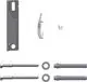 Produktbild des Kermi Wandkonsolen-Sets kurz WA60mm, Einhängepunkt 53mm, weiß, ZB02820004, bestehend aus Wandkonsole, Befestigungsmaterial und Kleinteilen.